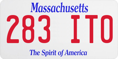 MA license plate 283IT0