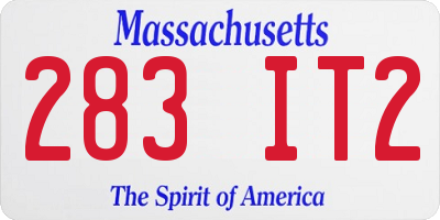 MA license plate 283IT2