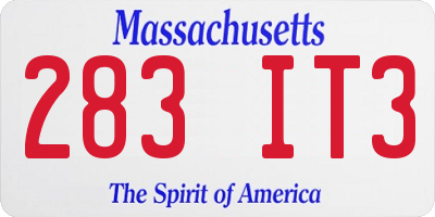 MA license plate 283IT3