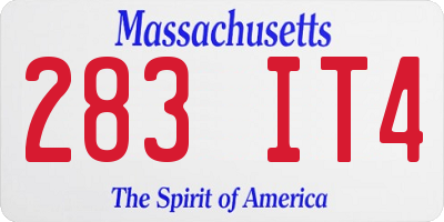 MA license plate 283IT4