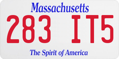 MA license plate 283IT5