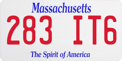MA license plate 283IT6