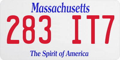MA license plate 283IT7