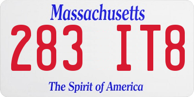 MA license plate 283IT8