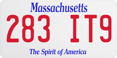 MA license plate 283IT9