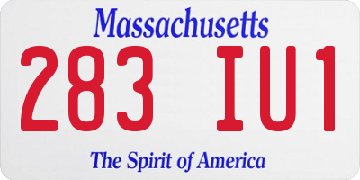 MA license plate 283IU1