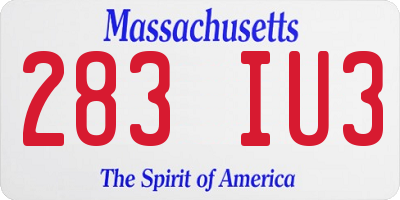 MA license plate 283IU3