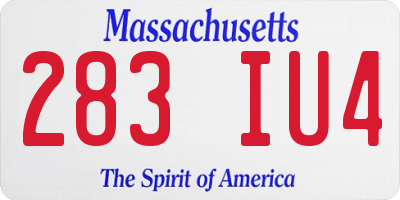 MA license plate 283IU4