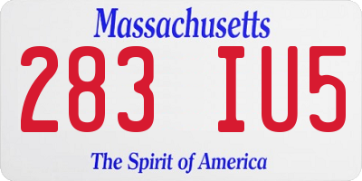 MA license plate 283IU5