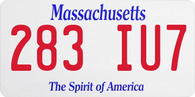 MA license plate 283IU7
