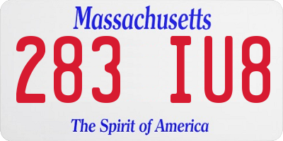 MA license plate 283IU8