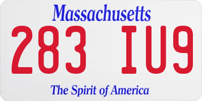 MA license plate 283IU9