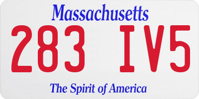 MA license plate 283IV5