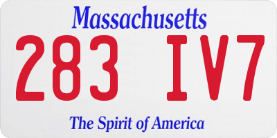 MA license plate 283IV7