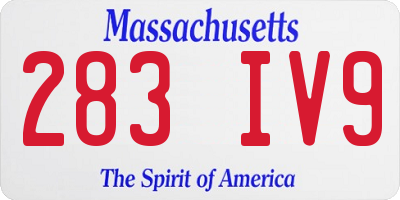 MA license plate 283IV9