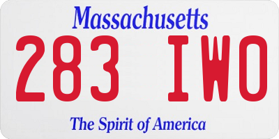 MA license plate 283IW0