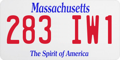 MA license plate 283IW1