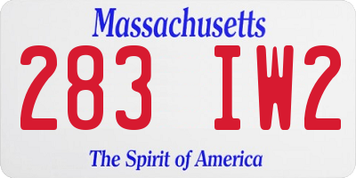 MA license plate 283IW2