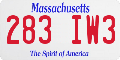MA license plate 283IW3