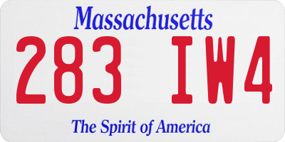 MA license plate 283IW4