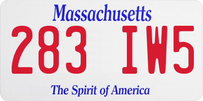 MA license plate 283IW5
