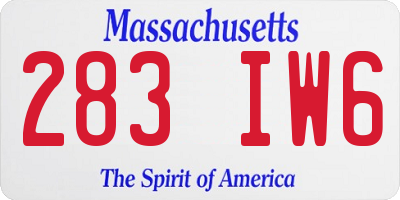 MA license plate 283IW6