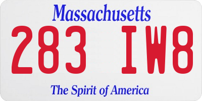 MA license plate 283IW8