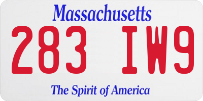 MA license plate 283IW9
