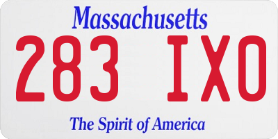MA license plate 283IX0