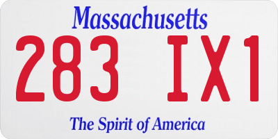 MA license plate 283IX1