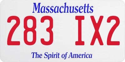 MA license plate 283IX2