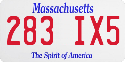 MA license plate 283IX5