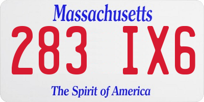 MA license plate 283IX6