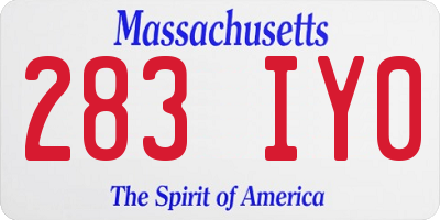 MA license plate 283IY0