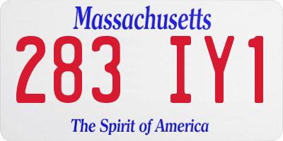 MA license plate 283IY1