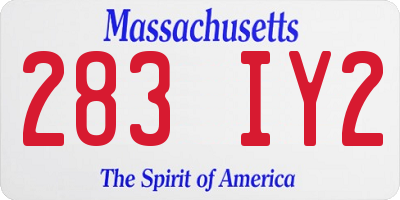 MA license plate 283IY2
