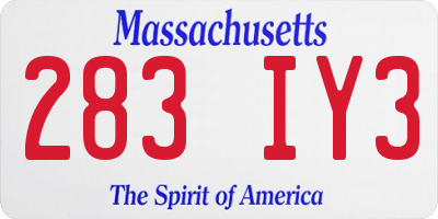 MA license plate 283IY3