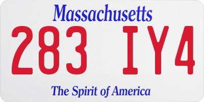 MA license plate 283IY4