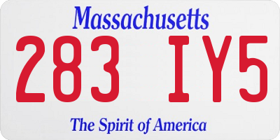 MA license plate 283IY5