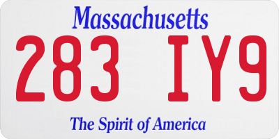 MA license plate 283IY9
