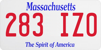 MA license plate 283IZ0