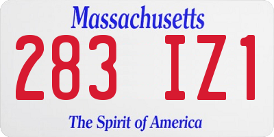 MA license plate 283IZ1