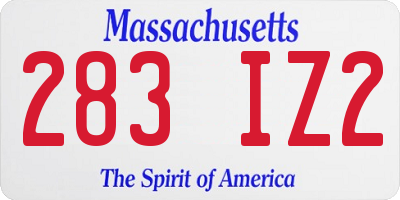 MA license plate 283IZ2