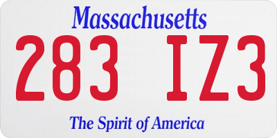 MA license plate 283IZ3