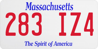MA license plate 283IZ4