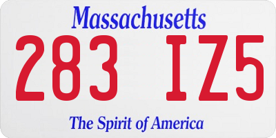 MA license plate 283IZ5