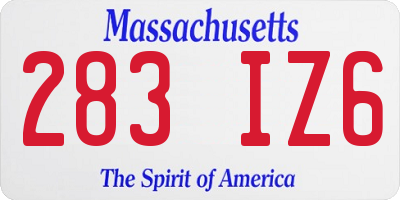 MA license plate 283IZ6