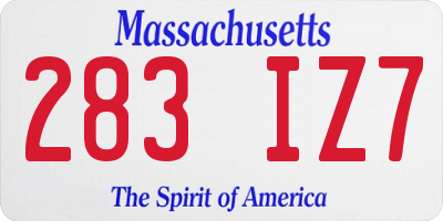 MA license plate 283IZ7