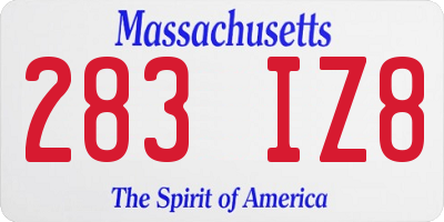 MA license plate 283IZ8