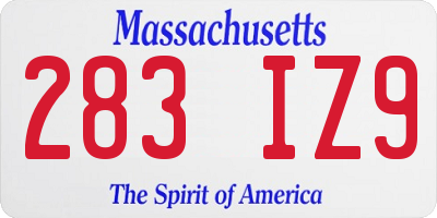 MA license plate 283IZ9